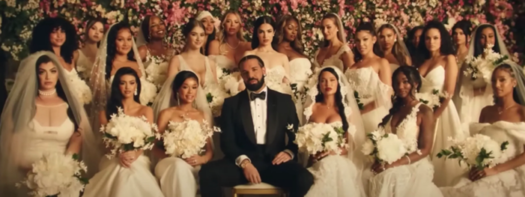 Em-clipe-do-novo-single-Drake-se-casa-com-varias-mulhere-ao-mesmo-tempo.-Assista-ao-video-de-Falling-Back-1024x384